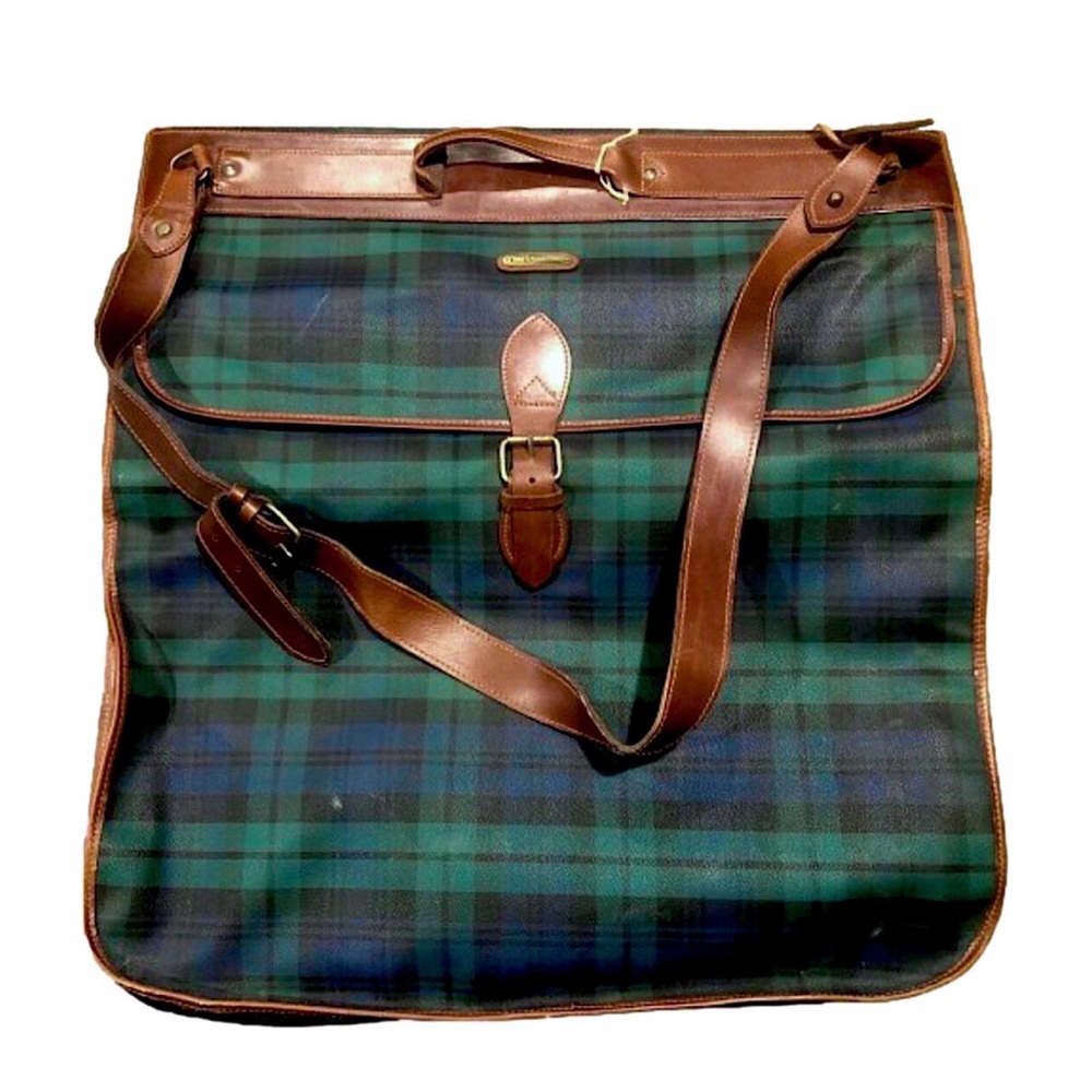 VINTAGE RALPH LAUREN Black Watch Green Navy Black Plaid Clothing Garment Bag